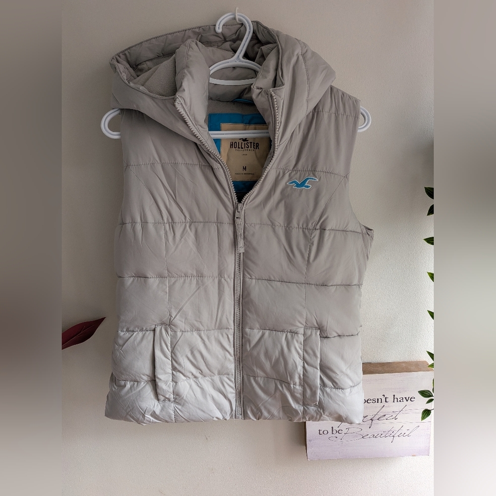 Hollister Gray Fleece Jacket with Hood